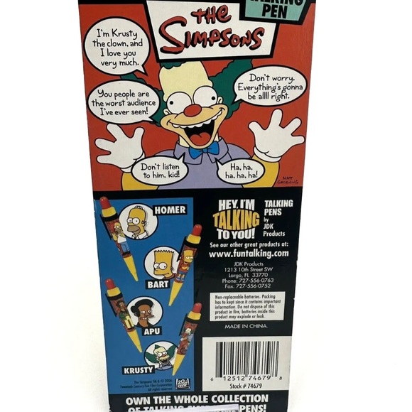 Krusty The Clown Collectible Talking Pen The Simpsons 2006 New In Box - Picture 3 of 3